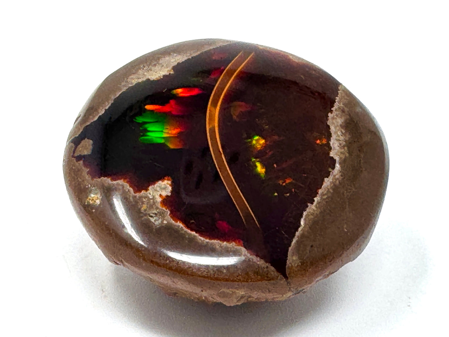 Ethiopian Shewa Opal: Polished Chocolate Opal Gemstone 14.71 grams