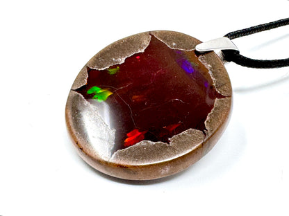 Ethiopian Shewa Chocolate Opal Pendant Oval 4cm