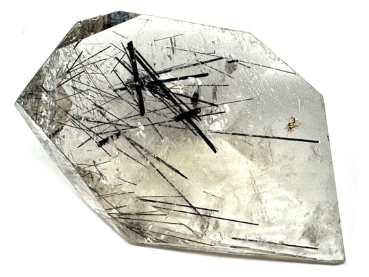 Faceted Quartz With Tourmaline Crystal 7.8cm