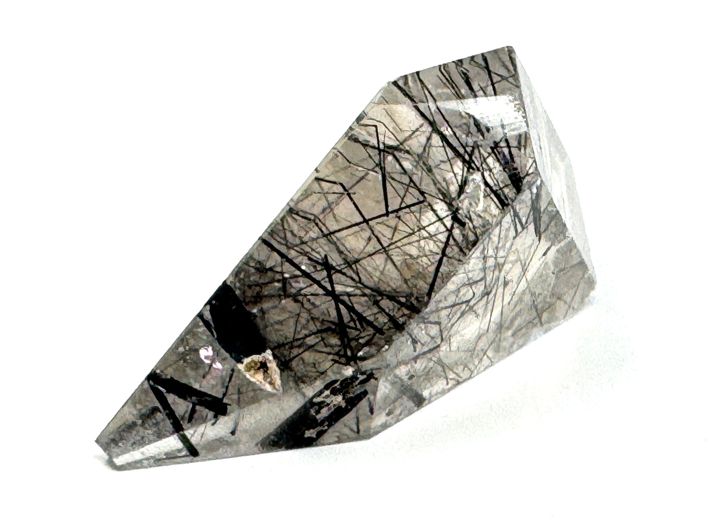 Faceted Quartz With Tourmaline Crystal 6.7cm