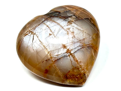 Flashy Peach Moonstone Crystal Heart 7.6cm
