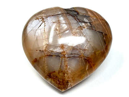 Flashy Peach Moonstone Crystal Heart 7.6cm
