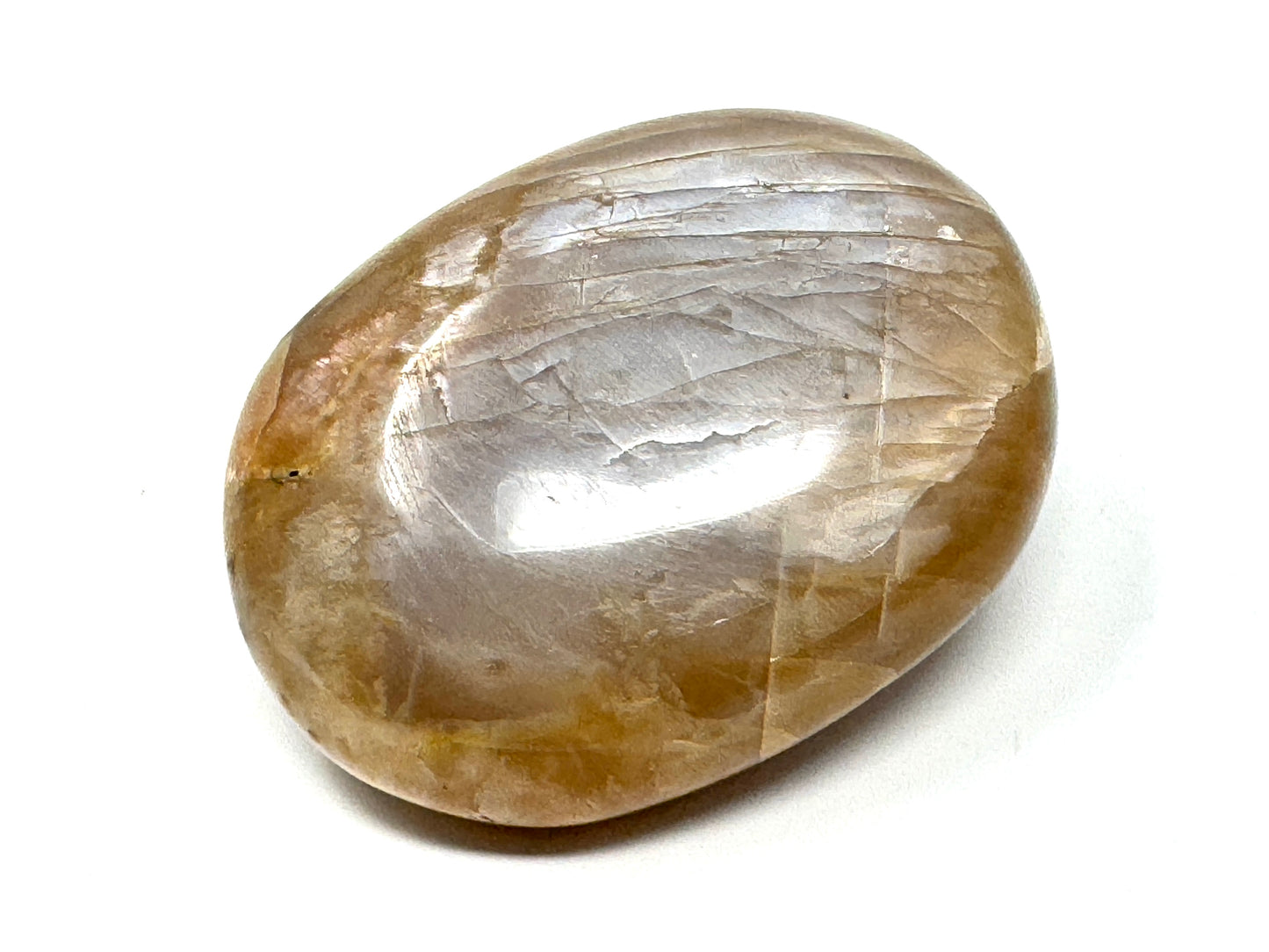 Flashy Peach Moonstone Crystal Pebble 5.8cm