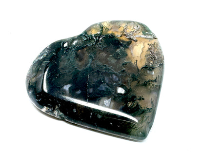 Flat Moss Agate Crystal Heart 4.8cm