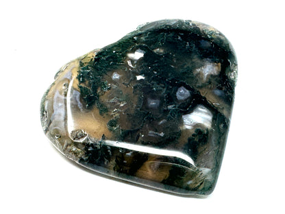 Flat Moss Agate Crystal Heart 4.8cm