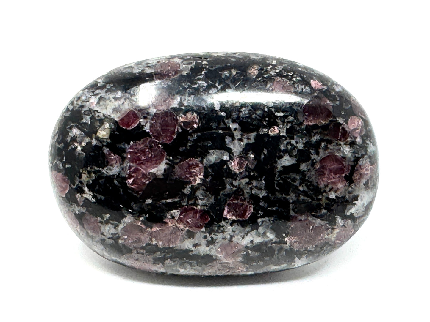 Garnet in Black Tourmaline Crystal Pebble 6cm