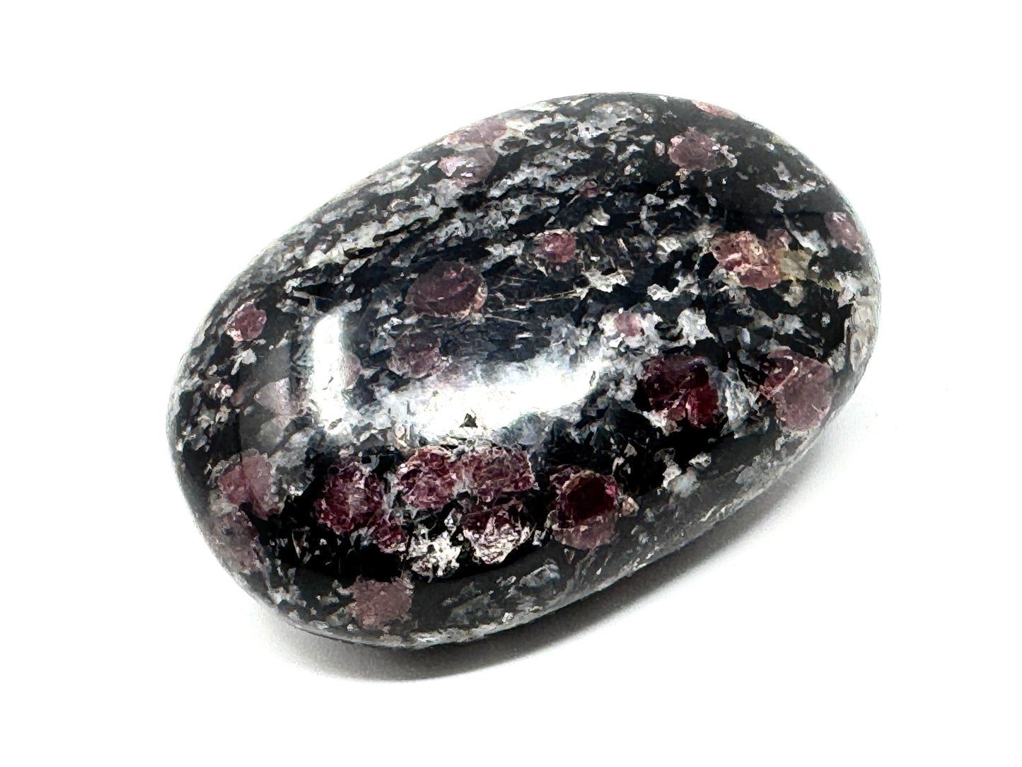 Garnet in Black Tourmaline Crystal Pebble 6cm