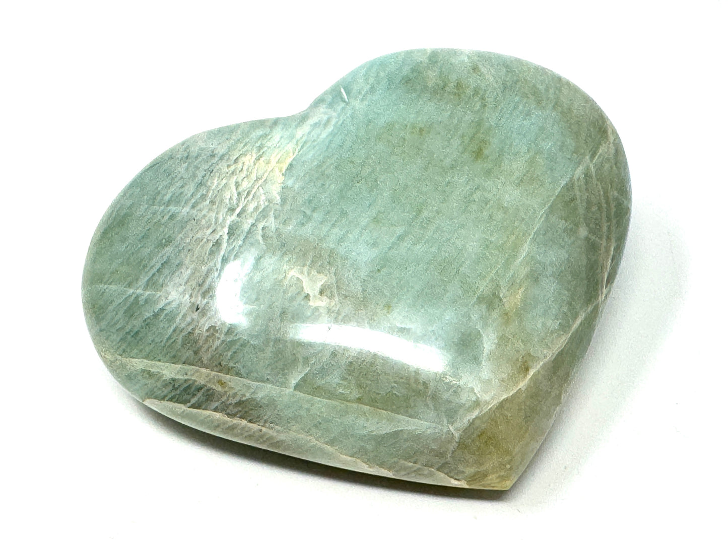Large Green Moonstone Crystal Heart 9.2cm