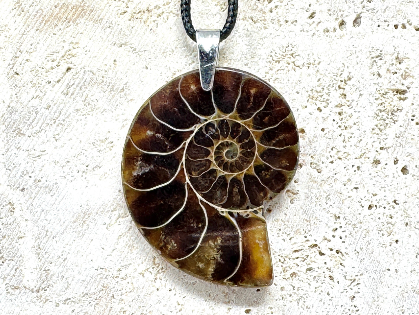 Half Ammonite Fossil Pendant 4.2cm