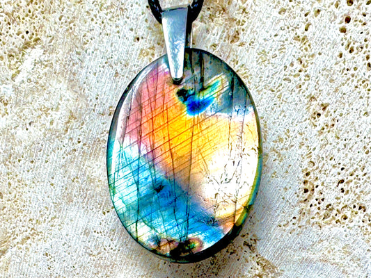 Labradorite Pendant Oval 3.6cm