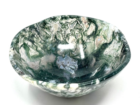 Moss Agate Crystal Bowl 12.5cm