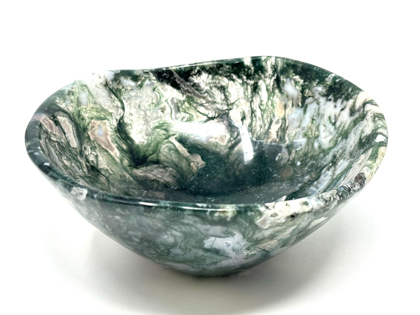 Moss Agate Crystal Bowl 12.5cm