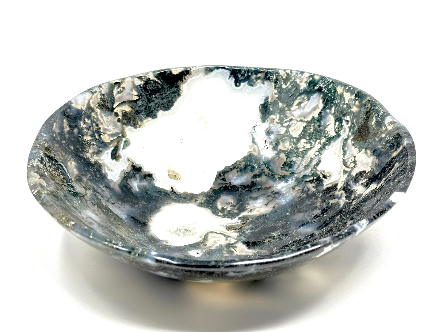 Large Moss Agate Crystal Bowl 20.5cm