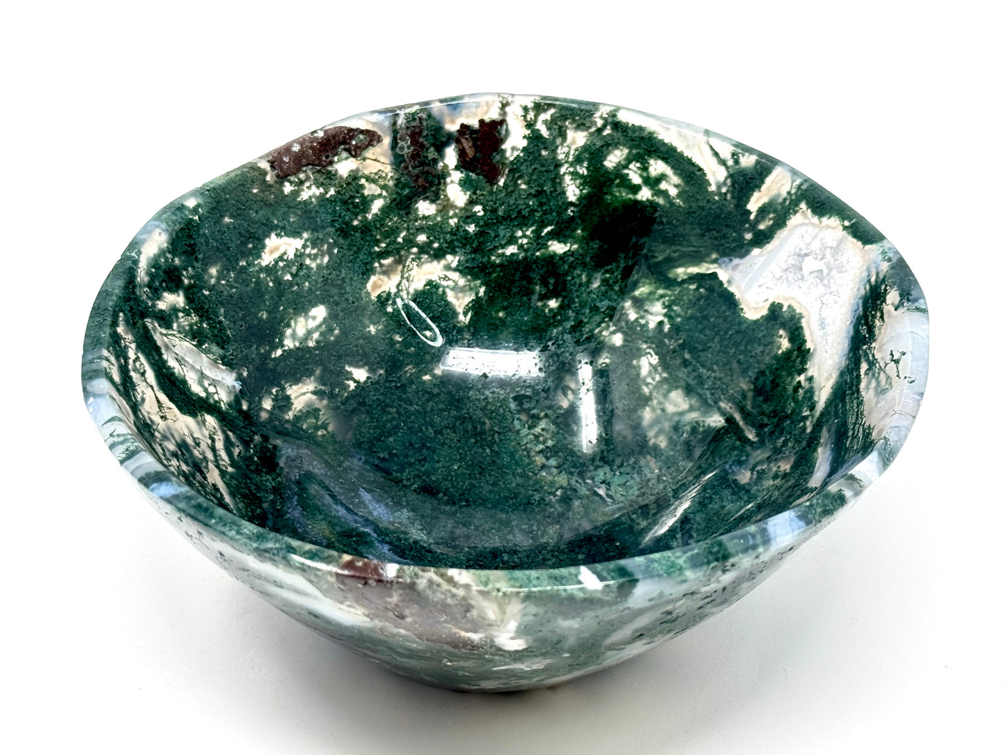 Moss Agate Crystal Bowl 16cm