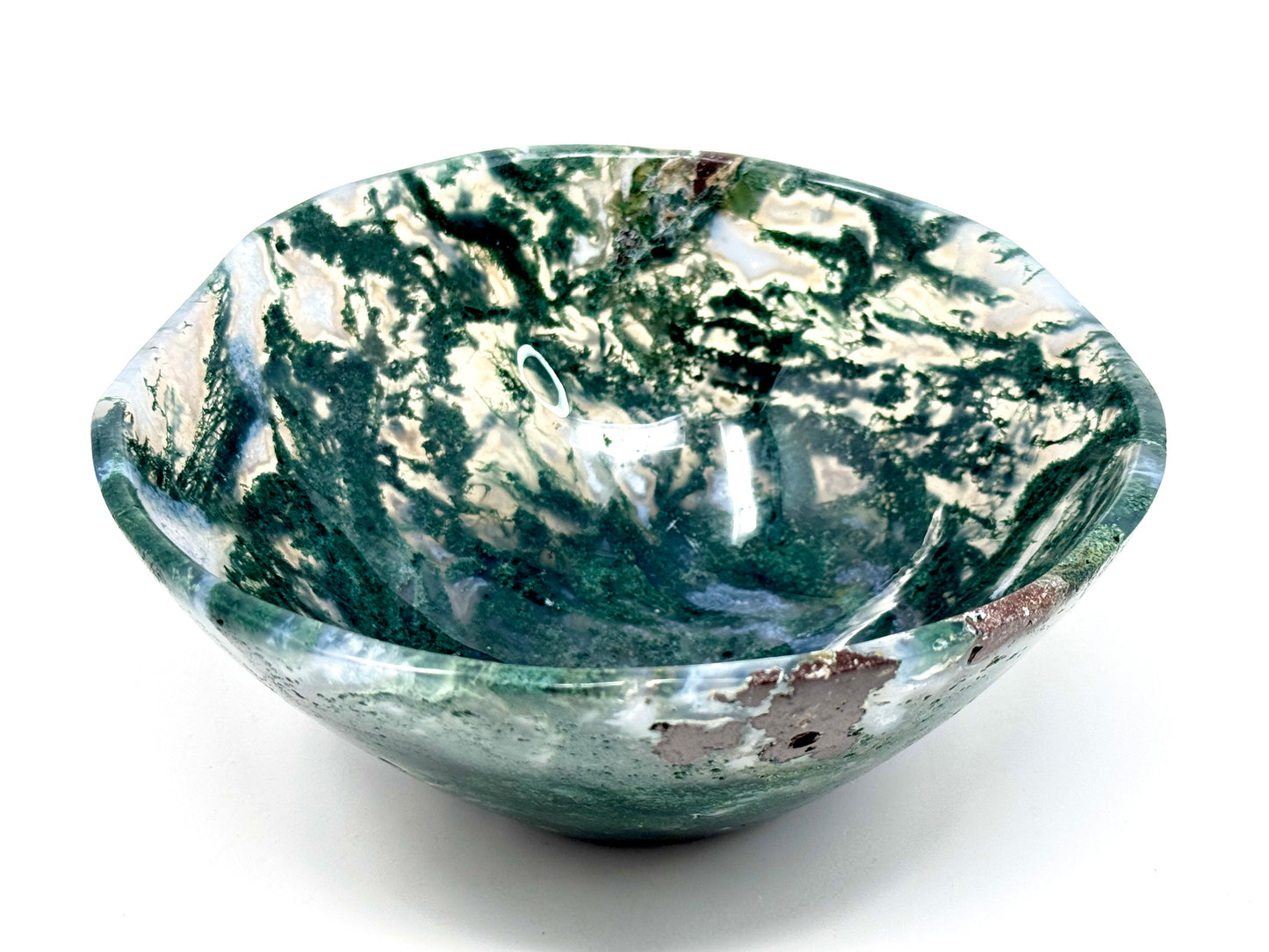 Moss Agate Crystal Bowl 16cm