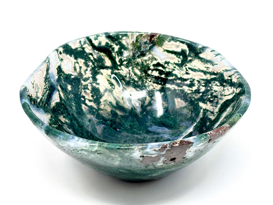 Moss Agate Crystal Bowl 16cm