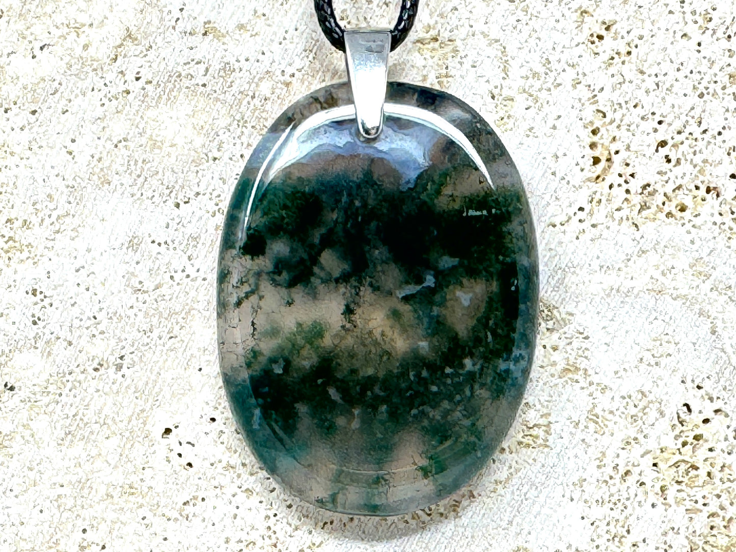 Large Moss Agate Pendant 4.1cm
