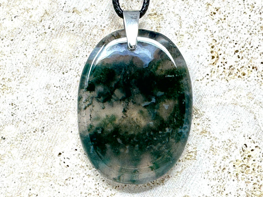 Large Moss Agate Pendant 4.1cm