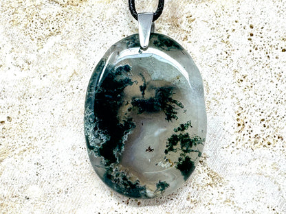 Large Moss Agate Pendant 4.5cm