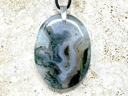 Large Moss Agate Pendant 4.6cm