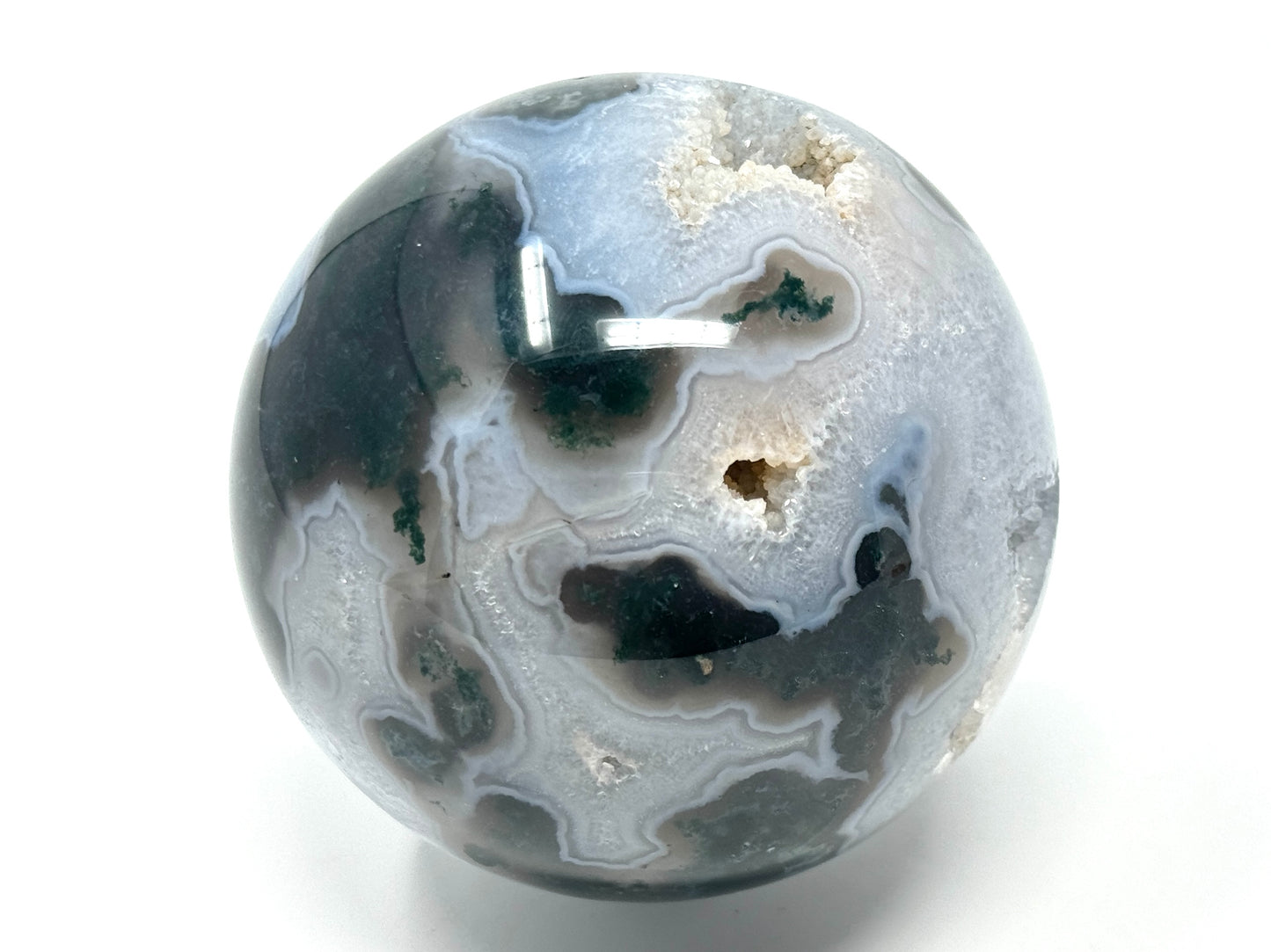 Druzy Moss Agate Crystal Sphere 8.4cm
