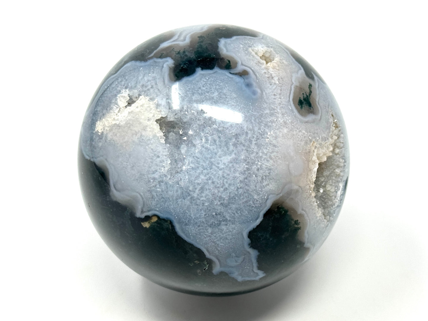 Druzy Moss Agate Crystal Sphere 8.4cm