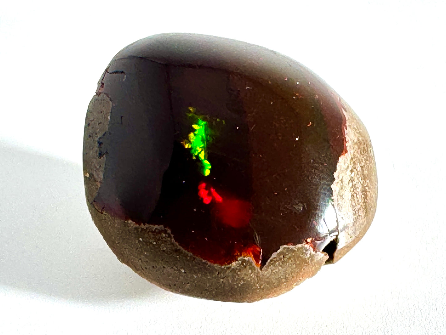 Ethiopian Shewa Opal: Polished Chocolate Opal Gemstone 14.46 Grams