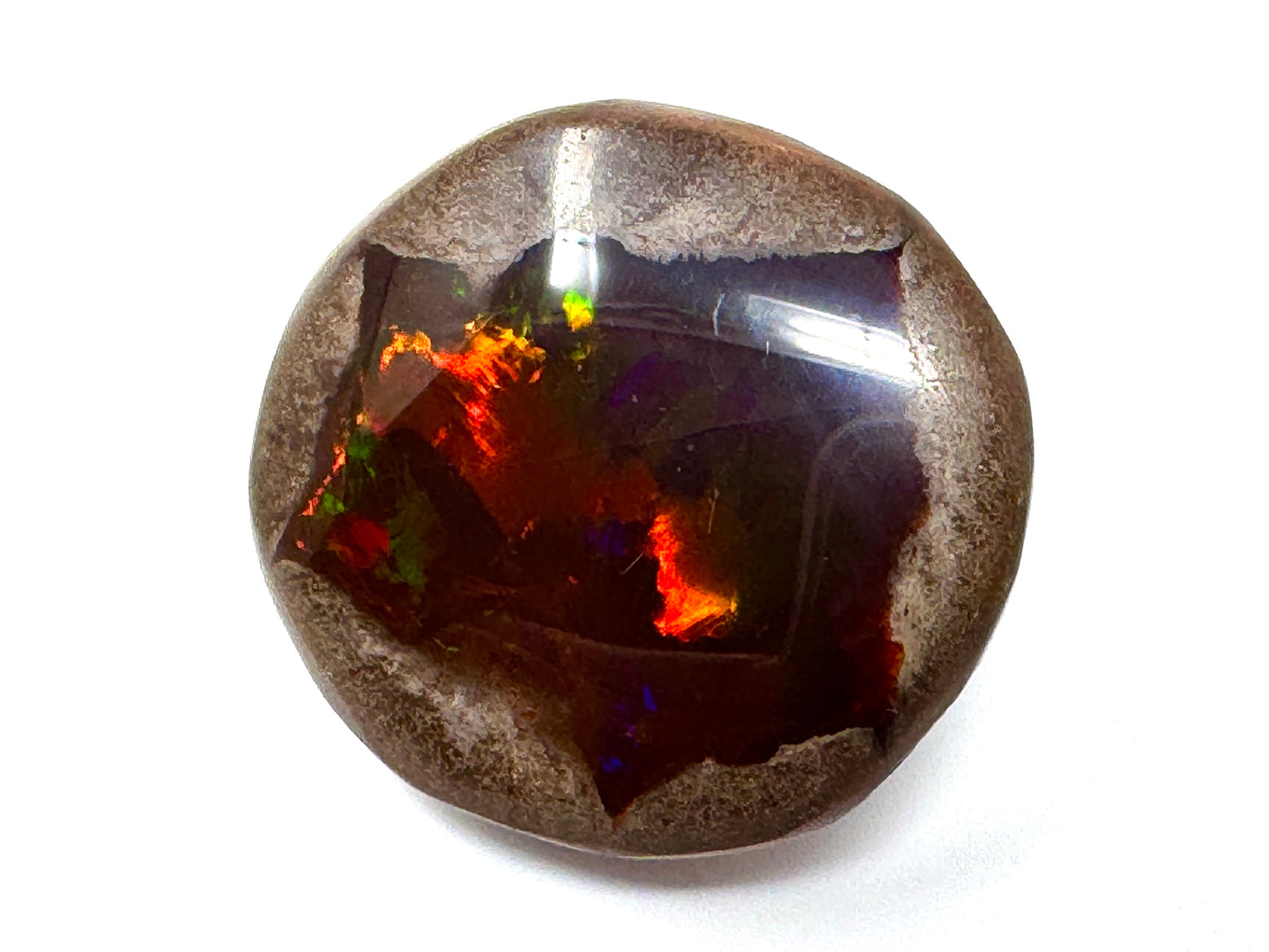 Large ethiopian Shewa Opal: Polished Chocolate Opal Gemstone 15.72 grams