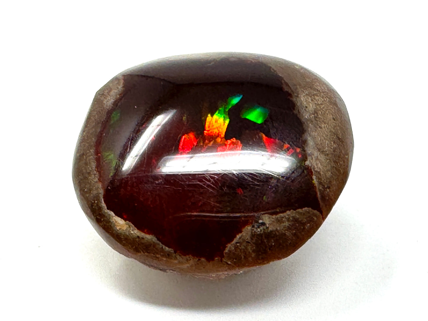 Ethiopian Shewa Opal: Polished Chocolate Opal Gemstone 5.59 grams
