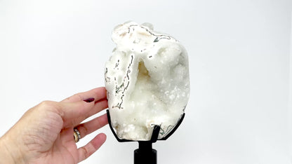 Mounted Druzy moss agate freeform 15.7cm