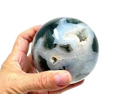 Druzy Moss Agate Crystal Sphere 8.4cm