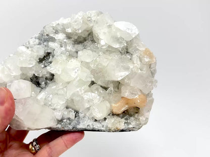 Large Natural Apophyllite Crystal Cluster With Stilbite 15.7cm