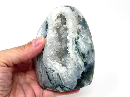 Druzy Moss Agate Crystal Freeform 11.5cm