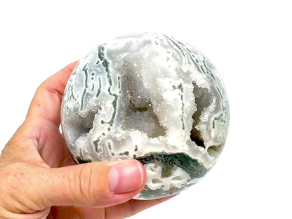 Druzy Moss Agate Crystal Sphere 9.4cm