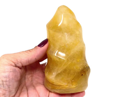 Yellow Quartz Crystal Flame Shape 12.5cm