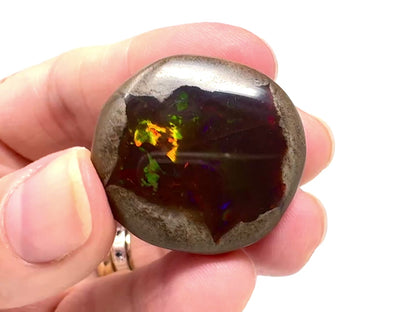 Large ethiopian Shewa Opal: Polished Chocolate Opal Gemstone 15.72 grams