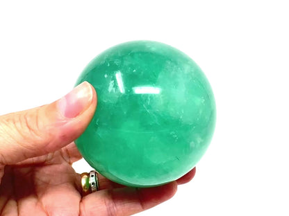 Large Green Fluorite Crystal Sphere 7.4cm