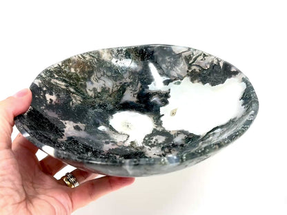 Large Moss Agate Crystal Bowl 20.5cm