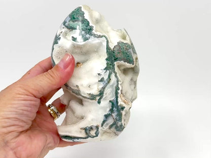 Druzy Moss Agate Crystal Freeform 14.4cm