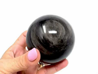 Large Silver Sheen Obsidian Sphere 7.3cm