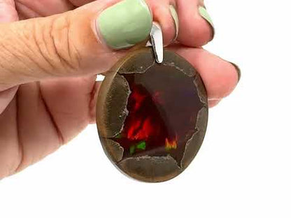 Ethiopian Shewa Chocolate Opal Pendant Oval 4cm