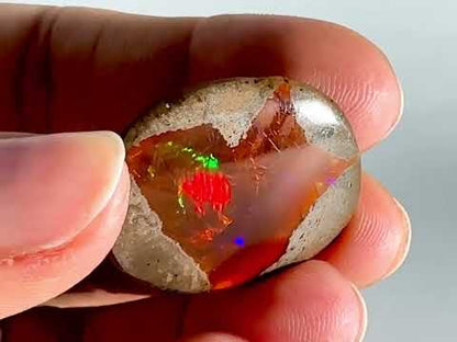 Ethiopian Shewa Opal: Polished Chocolate Opal Gemstone 6.1 Grams