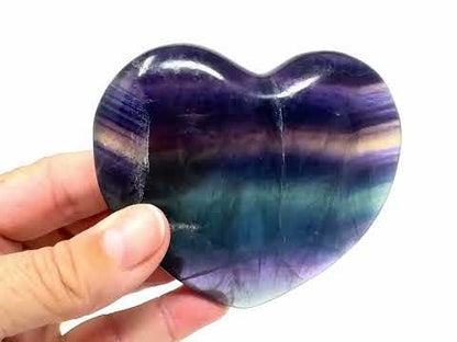 Large Rainbow Fluorite Crystal Heart 8.7cm