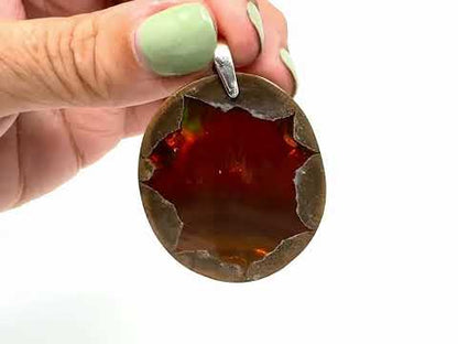 Ethiopian Shewa Chocolate Opal Pendant Oval 4.3cm