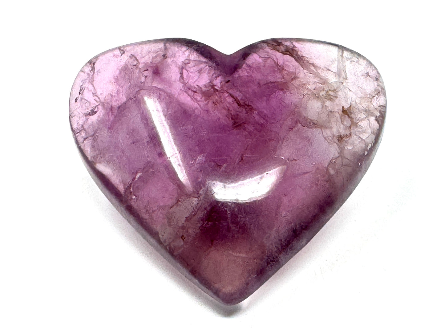 Purple Fluorite Crystal Heart 4.9cm