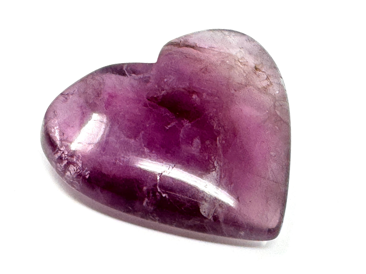 Purple Fluorite Crystal Heart 4.9cm