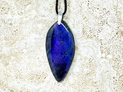Large Purple Labradorite Pendant Free Shape 5.9cm