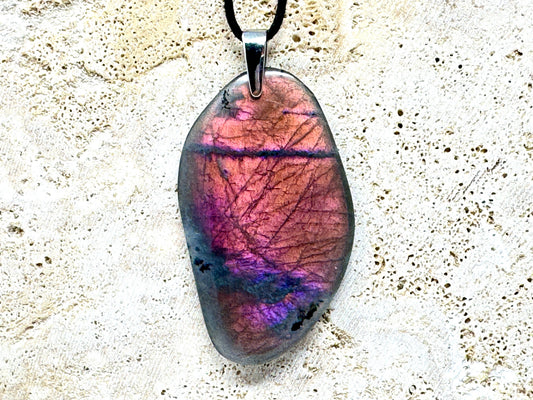 Large Purple Labradorite Pendant Free Shape 5.6cm