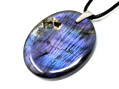 Large Purple Labradorite Pendant Oval 4.2cm