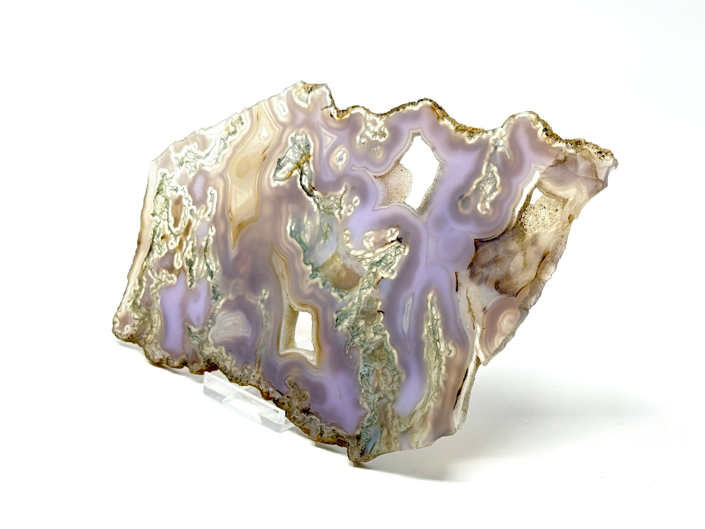 Large Druzy Purple Moss Agate Crystal Slice 20cm